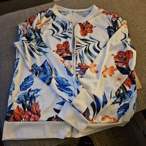 Lightweight flower zip jacket